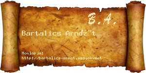 Bartalics Arnót névjegykártya